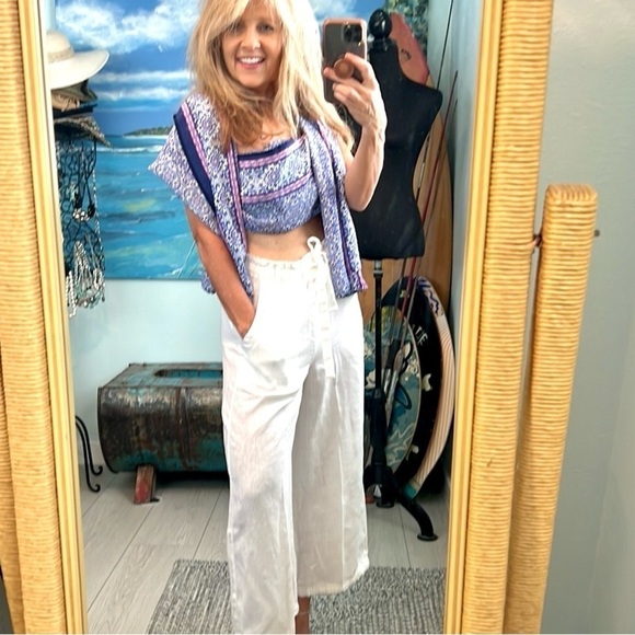 Anthro’s Cloth & Stone,Timeless, Classic Cream Palazzo Pants, Size Small - Picture 7 of 13